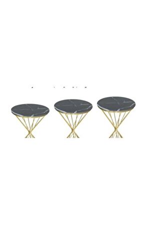Brc18512 RİVOLİ Zigon Model Metal Gold Renk Siyah mermer temper Tabla Cam El Yapı