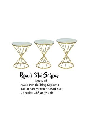 Brc Zigon Rivoli Model Metal Gold Renk kaplama Beyaz mermer temper cam El yapım