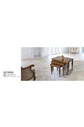 Zigon OSM 18531ELİT Model Sehpa Parlak Ceviz Kayın torna RETRO Balon ayak Elyapı