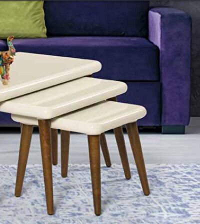 Zigon OSM 18533 Class Model Sehpa Ceviz Krem UYUM Ahşap Kayın torna ayak ELyapım