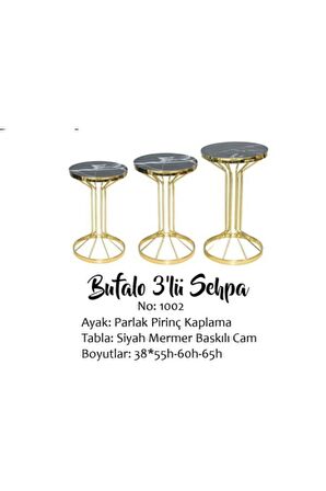 Brc 18536 BUFALO Zigon Model Metal Gold Kaplama Siyah Mermer Temper cam El Yapım