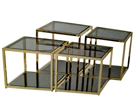 Zigon Orta 19333 Model kare Metal gold kaplama Temper kırılmaz cam füme El yapım