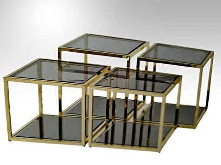 Zigon Orta 19333 Model kare Metal gold kaplama Temper kırılmaz cam füme El yapım