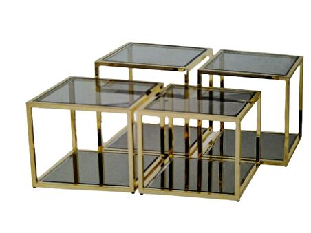 Zigon Orta 19333 Model kare Metal gold kaplama Temper kırılmaz cam füme El yapım