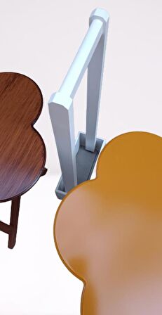 Çanta Zigon Sehpa Papatya  Model İkili Takım Ahşap Mdf Hardal ve Beyaz Renk Uyumu El Yapımı 