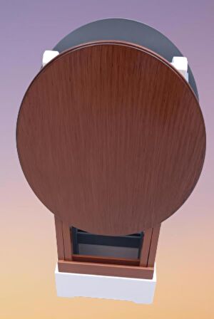 Çanta Zigon Sehpa Oval Model İkili Takım Ahşap Mdf  Gri ve Ceviz Renk Uyumu El Yapımı