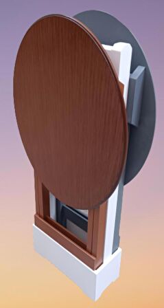 Çanta Zigon Sehpa Oval Model İkili Takım Ahşap Mdf  Gri ve Ceviz Renk Uyumu El Yapımı