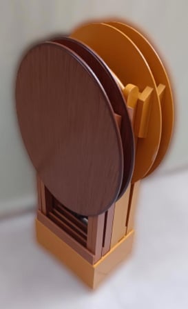 Çanta Zigon Sehpa Oval Model Dörtlü Ahşap Mdf Ceviz ve Hardal  Renk Uyumu El Yapımı