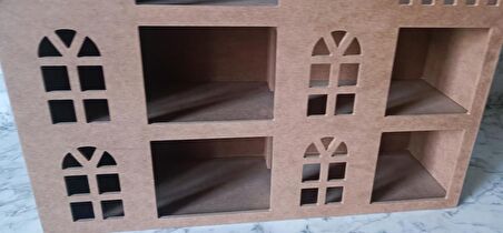 Hobi Adn Oyuncak Ev 3 Katlı Windows Penceri MODEL Ahşap MDF HAM El Yapım