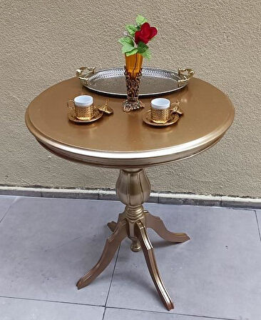 Fiskos Sehpa EKO 90503 Baba 4Ayak 65 CM Hareketli MDF Tabla Parlak Gold El Yapım