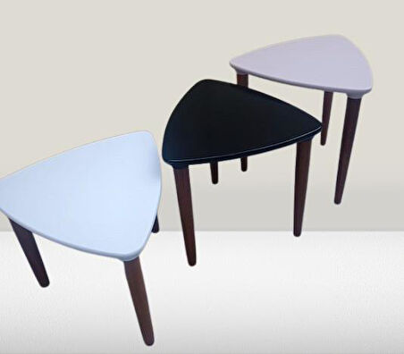 Zigon Sehpa MODEL 90517 Konik Ayak Üçgen Tabla Üç Renk Kutuda Sevk El Yapım
