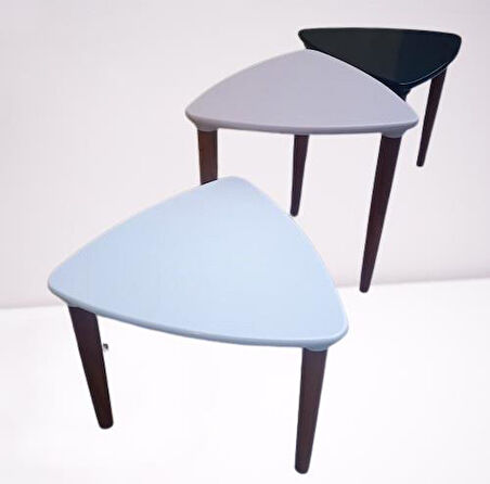 Zigon Sehpa MODEL 90517 Konik Ayak Üçgen Tabla Üç Renk Kutuda Sevk El Yapım