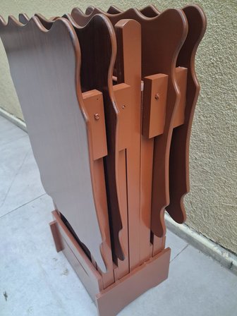 Zigon Çanta  90560 Sehpa Dikdörtgen Model Kayın Torna Parlak Ceviz Boya El Yapım