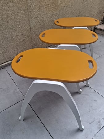 Zigon Sehpa istif Tepsi Bşk 90573 Hardal Tabla Beyaz Ayak Lake Boya El Yapım