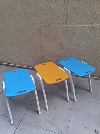 Zigon Sehpa Tepsi Bşk 90575 Hardal Turkuaz Tabla Beyaz Ayak Lake Boyalı El Yapım
