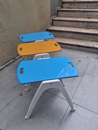 Zigon Sehpa Tepsi Bşk 90575 Hardal Turkuaz Tabla Beyaz Ayak Lake Boyalı El Yapım