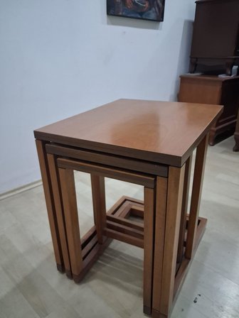 Zigon Sehpa 90588 Ilgz C Dörtlü Lake Ceviz Kayın Tekerlekli Ayak Kutuda Sevk