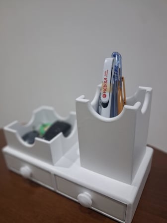 Hobi Adn 90591 Dekoratif Kalemlik Set İkili Model Parlak Lake Beyaz Ahşap Çekmece