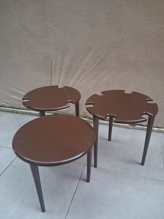 Zigon Dümen Sehpa 90608 Yuvarlak Model Kayın Torna Parlak Ceviz Boya El Yapım