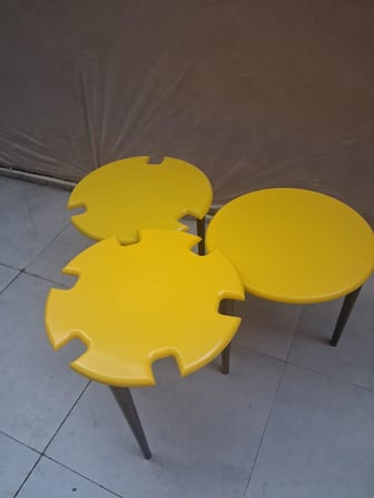 Zigon Dümen Sehpa 90609 Yuvarlak Model Kayın Torna Parlak Sarı Tabla Ceviz Ayak