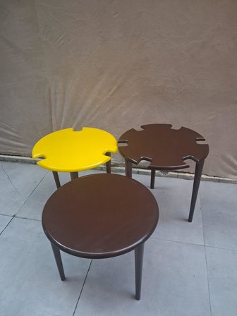 Zigon Dümen Sehpa 90610 Yuvarlak Model Kayın Torna Parlak Sarı  Ceviz Uyumu