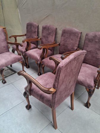 Sandalye Berjer Bengi 90621 Model Aslan Ayak  Oymalı Gölge Desen Ceviz Boyalı 6 Adet