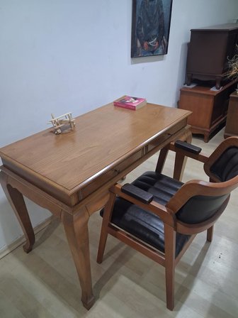 Çalışma Masa Klasik Alt İlhm 90630 Dilimli Sandalye Lüks Klasik Ceviz Renk Model