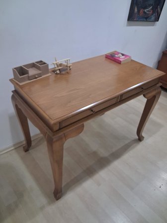 Çalışma Masa Klasik Alt İlhm 90631 Model Lüks Klasik Ahşap Ceviz Renk El Yapım