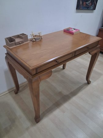 Çalışma Masa Klasik Alt İlhm 90631 Model Lüks Klasik Ahşap Ceviz Renk El Yapım