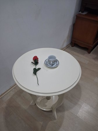 Fiskos Sehpa 90638 3Ayk Çiçeklik Sehpa Parlak Krem Lake Çift Kat Ahşap Mdf Tabla