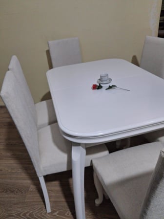 Masa Sandaly 90645 Klasik Muz Model Kayın Muz Açılır Parlak Lake Beyaz Giydirme 
