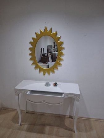 Dresuar Cnc Çökertme 90670 Model Güneş Gold Renk Ayna Lake Beyaz Tabla Kayn Aslan Ayak