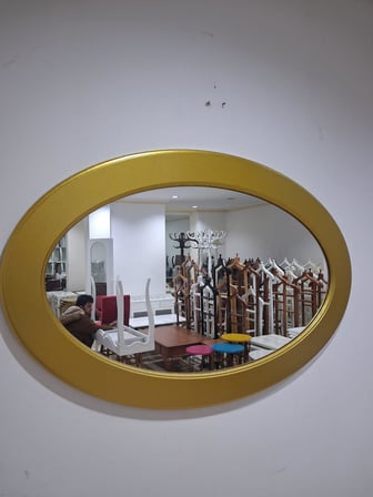 Ayna Oval 90673 Model Parlak Gold Renk  Kayın Torna Kutu Sevk El Yapım 
