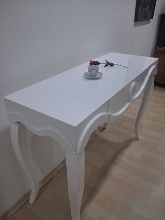 Dresuar Cnc Kabartma 90680 Model Kayın Ağacı Aslan Lükens Ayak Parlak Beyaz