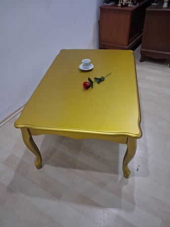 Orta Sehpa  Demonte 90683 Model Kayın  Aslan Lükens Ayak Gold Renk El Yapım