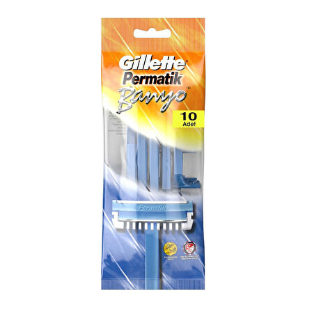 Gillette Permatik Tek Bıçaklı 10 lu + Permatik Banyo 10 lu 