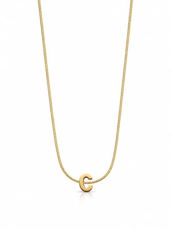 Bilfa Gold Renk Çelik Harf Kolye C Harfi Minimalist İnce Zincir Kolye