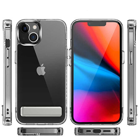 Smcase iPhone 14 Plus Kılıf Hibrid Lstand Kapak Silikon