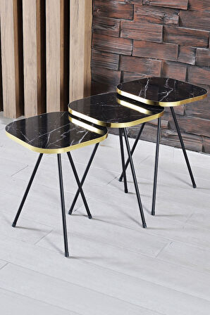 Zigon Sehpa 34*34 Altın Siyah Ayak Bendir