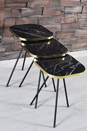 Zigon Sehpa 34*34 Altın Siyah Ayak Bendir
