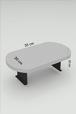 Yan Sehpa Ayarlanabilir Tepsi OVAL Dekoratif Modern Yatay Dikey Koltuk Sehpası KREM