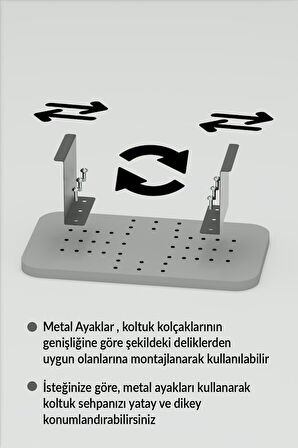 Yan Sehpa Ayarlanabilir Tepsi DİKDÖRTGEN Dekoratif Modern Yatay Dikey Koltuk Sehpası GORDİON