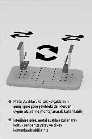 Yan Sehpa Ayarlanabilir Tepsi DİKDÖRTGEN Dekoratif Modern Yatay Dikey Koltuk Sehpası BENDİR