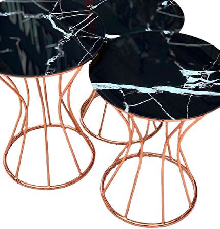 Brc KUM SAATİ ZİGON SİYAH Mermer Desen Metal transmisyon Çelik ROSE Renk Kaplama El Yapım