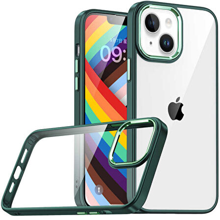 Gpack Apple iPhone 14 Plus Kılıf Flora Sert Silikon Arkası Cam Şeffaf