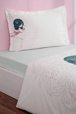 Butterfly Ballet Tek Kişilik -Çarşafı Lastikli- Nevresim Takımı %100 Pamuk