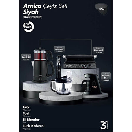 Arnica 4'lü Elektronik Çeyiz Seti St-90010 Siyah