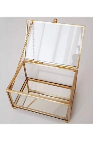 10x15 Cm Camlı Metal Çikolata,mücevher Kutusu (GOLD)