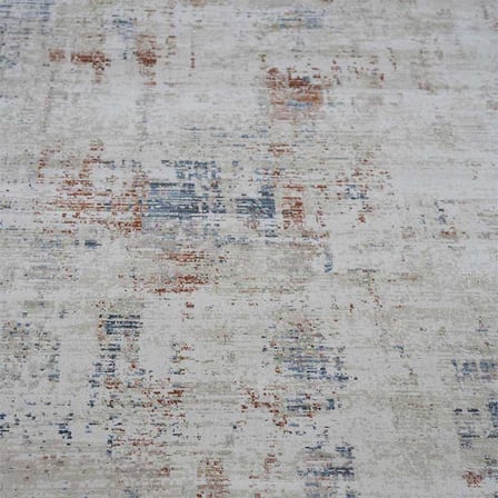 Otantik Modern Eskitme Saçaklı Salon Halısı Krem Antrasit Kiremit 200x290 cm
