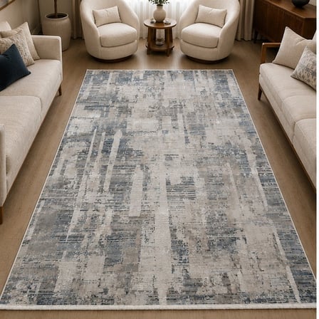 Otantik Modern Eskitme Saçaklı Dokuma Salon Halısı Krem Gri Antrasit 200x290 cm